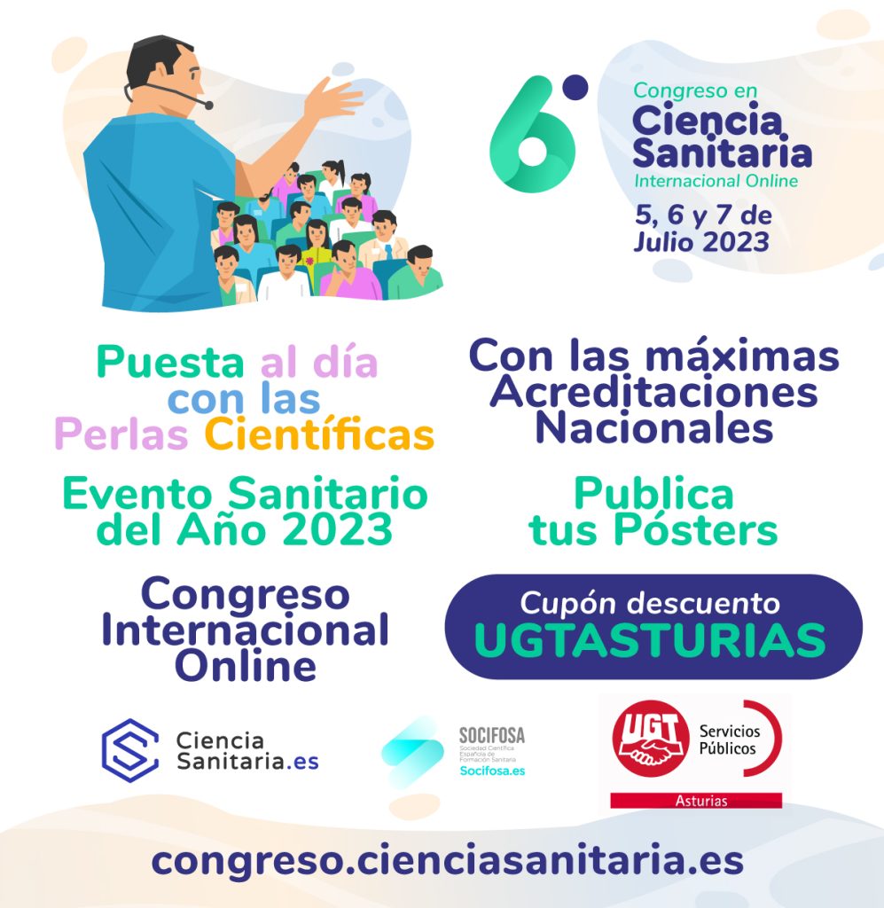 Descuento para del 15% para afiliadas/os a UGT Servicios Públicos Asturias en la inscripción al 6º Congreso de Ciencia Sanitaria